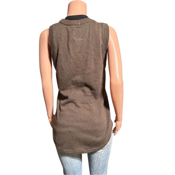 Women's moca sleeveless button up Shirt tail vest M - Picture 3 of 5